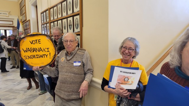 Lobby Day participants lined the halls of the State House to talk with legislators about Wabanaki sovereignty.